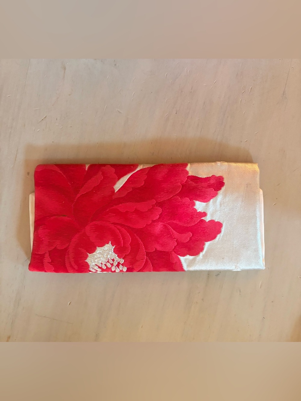 Vintage Japanese Kimono Obi Silk Floral Envelope Clutch Bag - Picture 2 of 6
